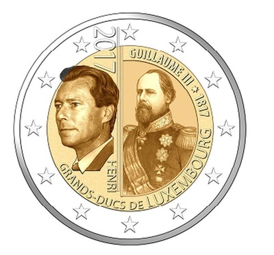 Luksemburg 2 euro 2017a. "Grand Duke Guillaume III" UNC