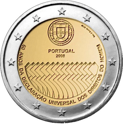 Portugal 2 euro 2008, "Human Rights", UNC 