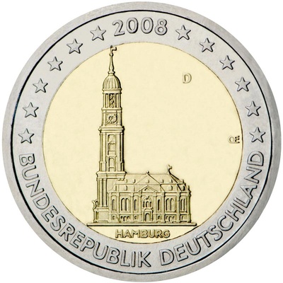 Saksamaa 2 euro, 2008, " Hamburg UNC (F)