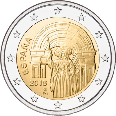Hispaania 2 euro 2018 Santiago de Compostela ,UNC