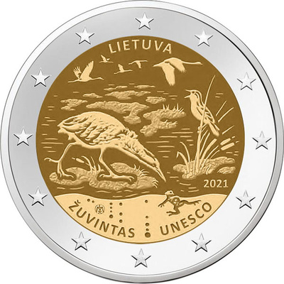 Leedu 2 euro 2021.a. Žuvintas - Biosphere Reserve, UNC 