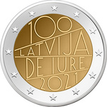Läti 2 euro 2021 De Iure 100 UNC