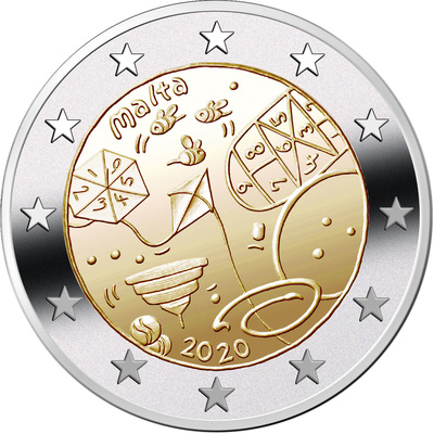 Malta 2 Euro 2020a. Children’s games (UNC)