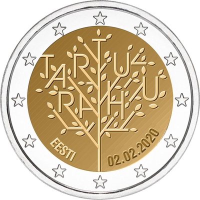 Eesti 2 euro 2020.a. Tartu rahu 100. UNC
