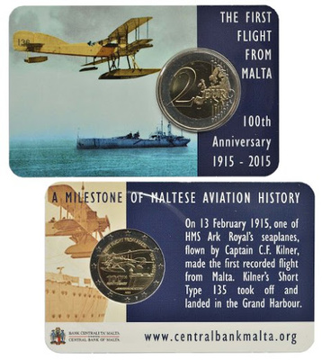 Malta First Flight 2015 Coincard with Mint Mark 
