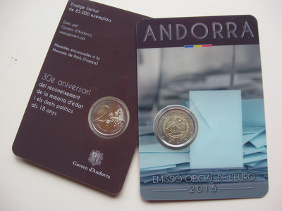 Andorra 2 euro 2015 Majority UNC 